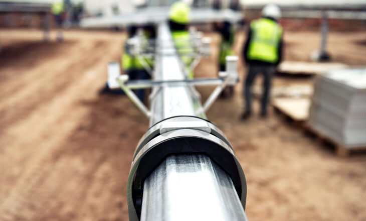 A close up image of a torque tube during installation