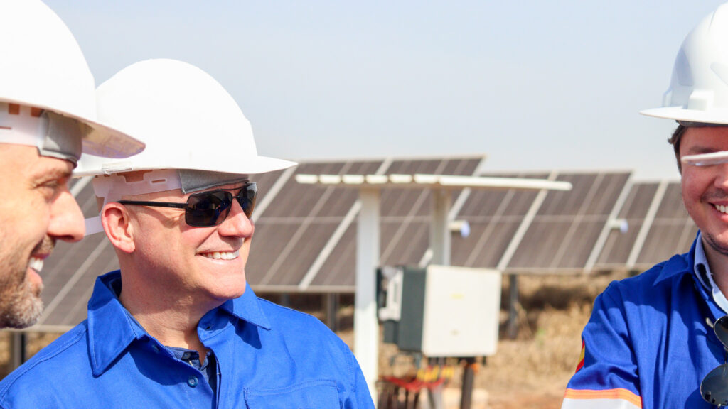 Kevin touring a project site with the team in Brazil